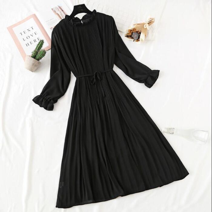 Long Dress with Flare Sleeve - Chiffon Dress