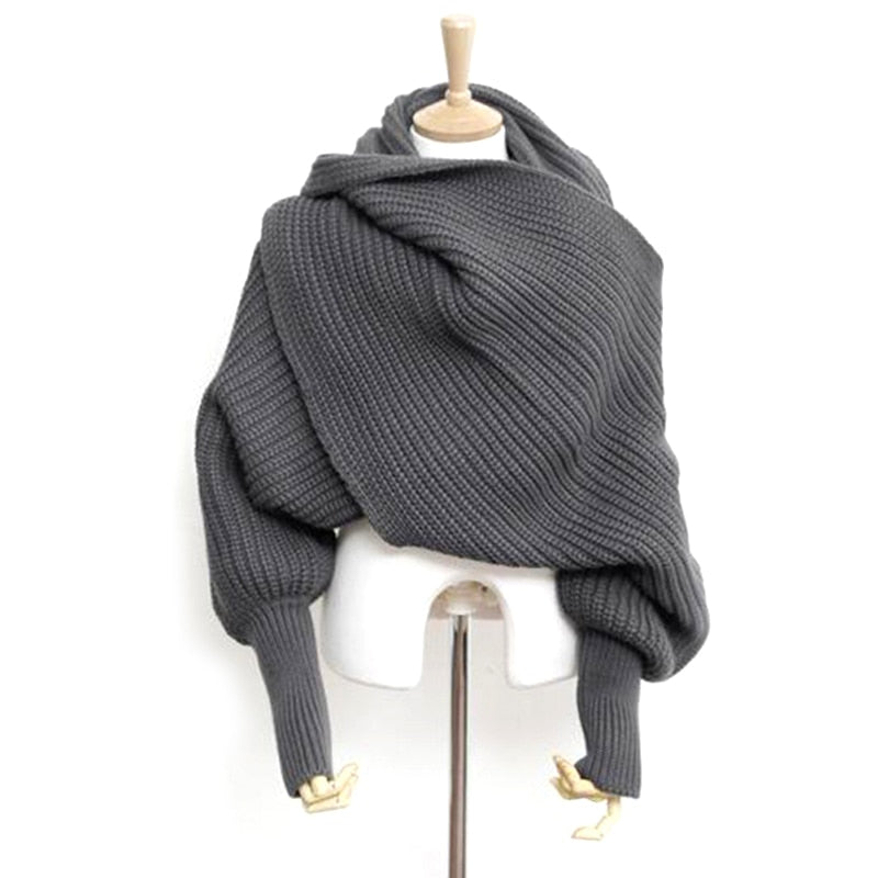 Wool Scarf with Sleeves