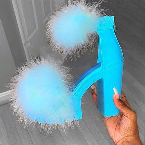 Woman Furry Platform Pumps