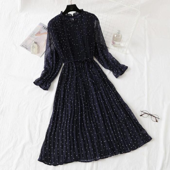 Long Dress with Flare Sleeve - Chiffon Dress