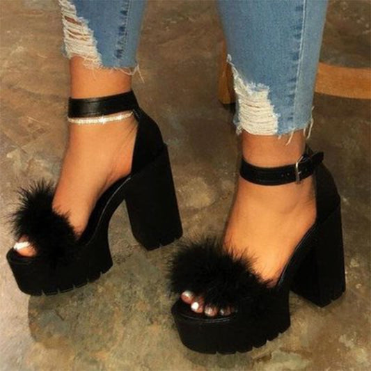 Woman Furry Platform Pumps