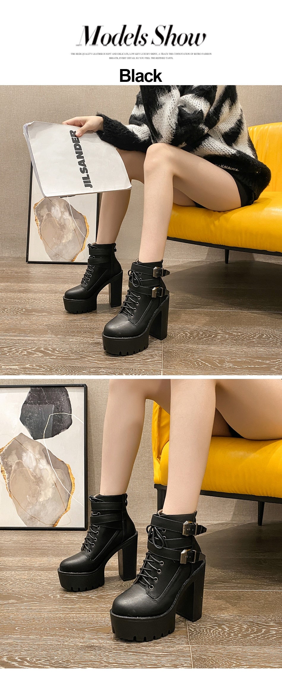 Black Leather Ankle Boots