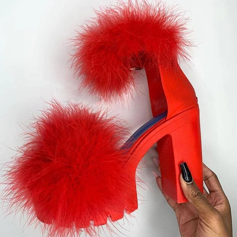 Woman Furry Platform Pumps