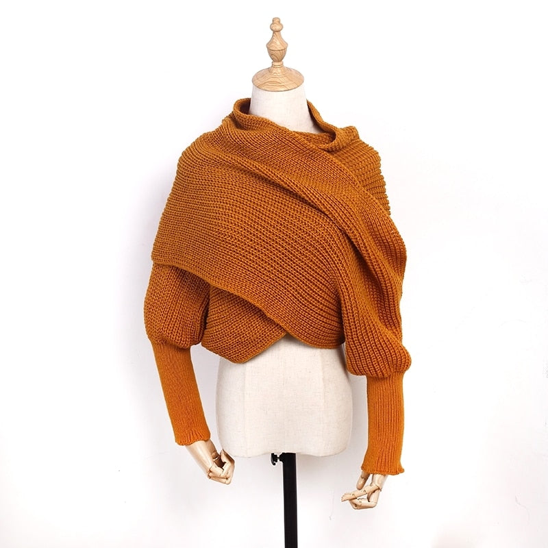 Wool Scarf with Sleeves