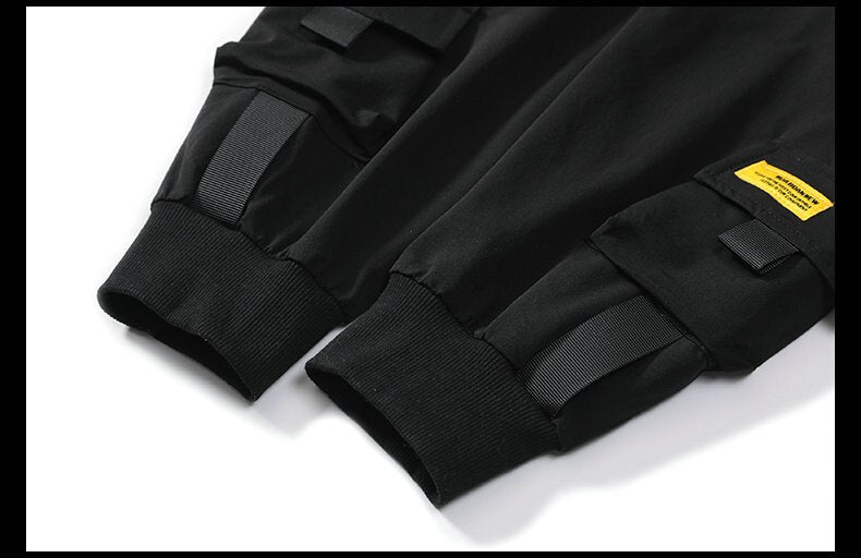 Slim Jogger Pants with Ribbons- Black