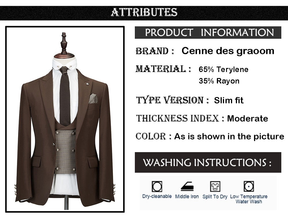 3 Piece Tailor-Made Suit (Blazer, Vest, Pants)