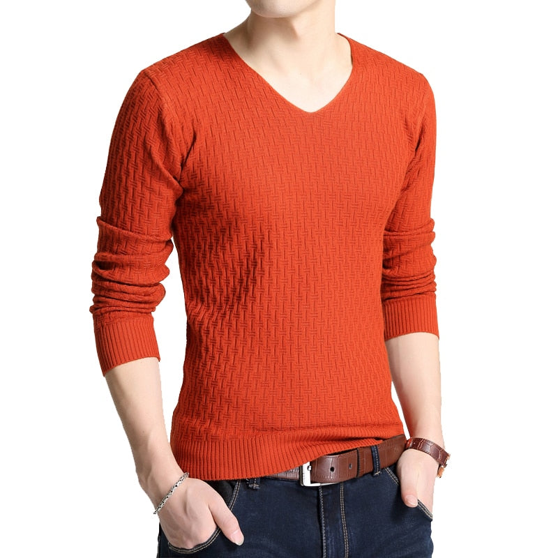 V-neck Long Sleeve Knitted Sweater