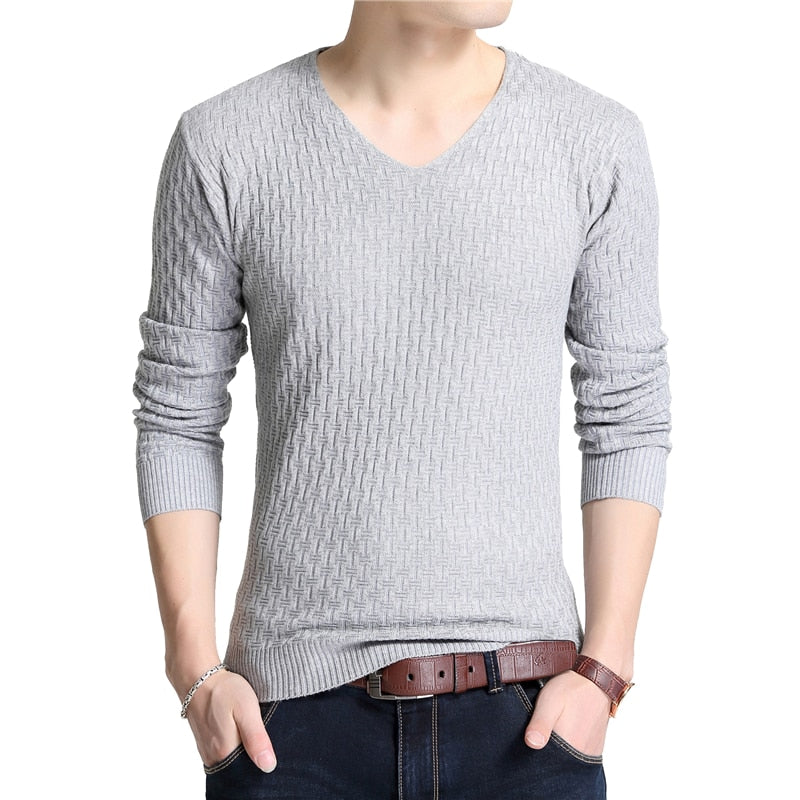 V-neck Long Sleeve Knitted Sweater