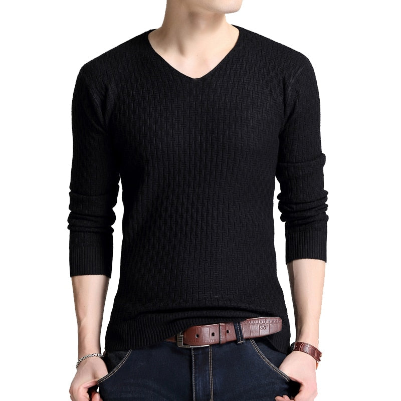 V-neck Long Sleeve Knitted Sweater